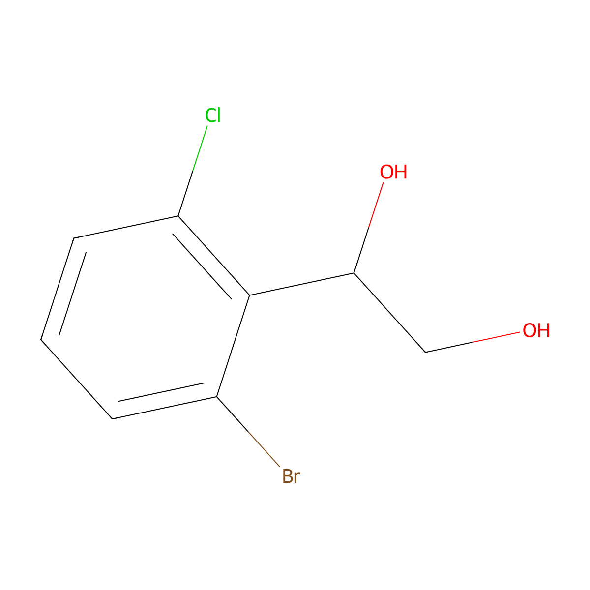 1-(2-Bromo-6-chlorophenyl)ethane-1,2-diol molecular structure, CAS 2228470-37-7