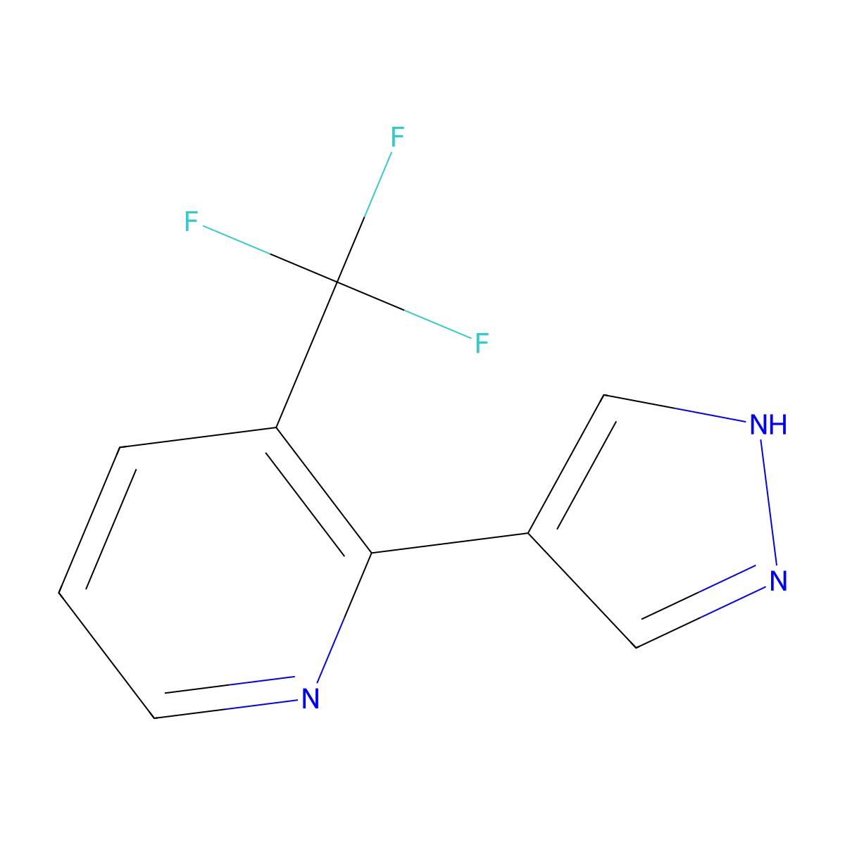 2-(1H-pyrazol-4-yl)-3-(trifluoromethyl)pyridine molecular structure, CAS 2228470-71-9