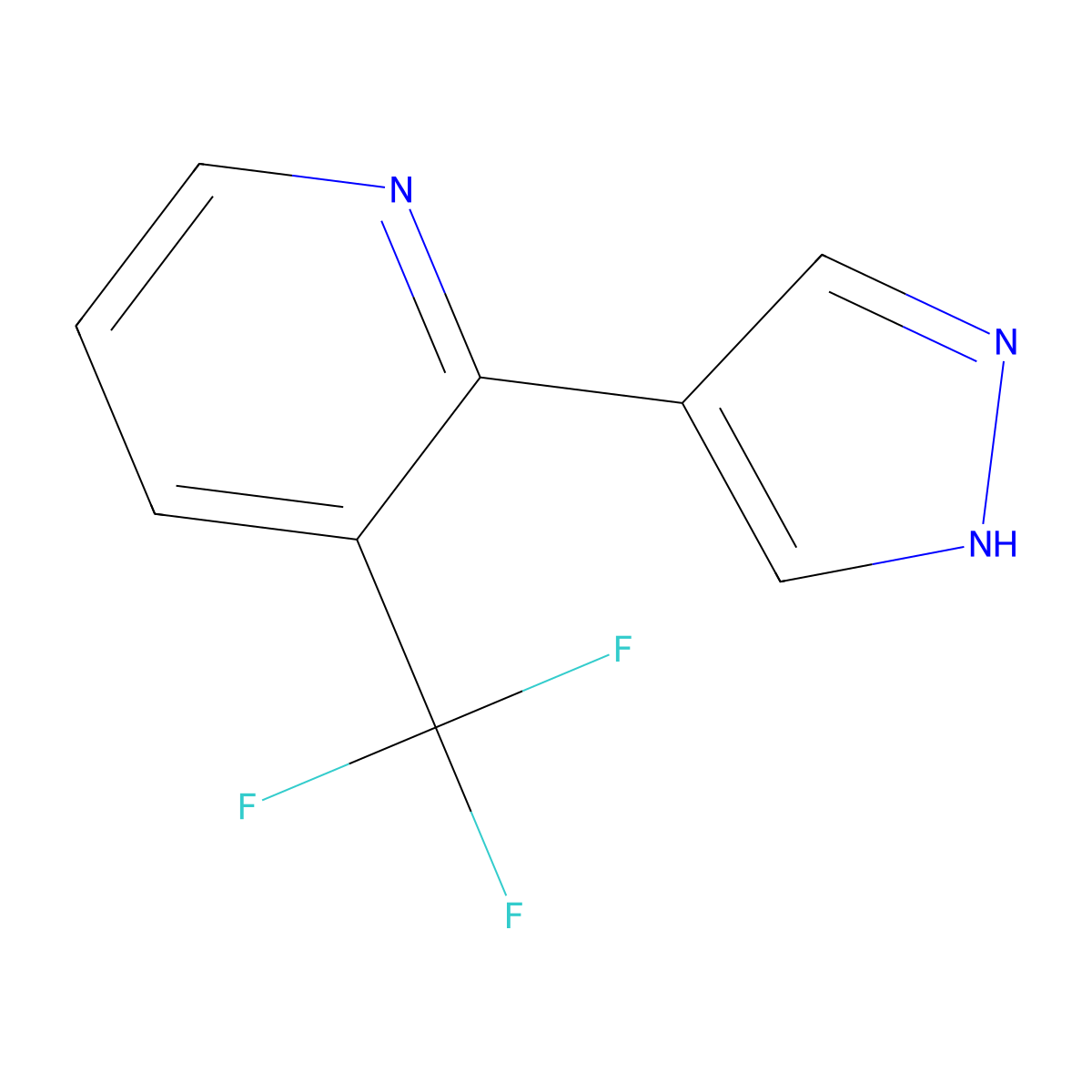 2-(1H-pyrazol-4-yl)-3-(trifluoromethyl)pyridine molecular structure, CAS 2228470-71-9
