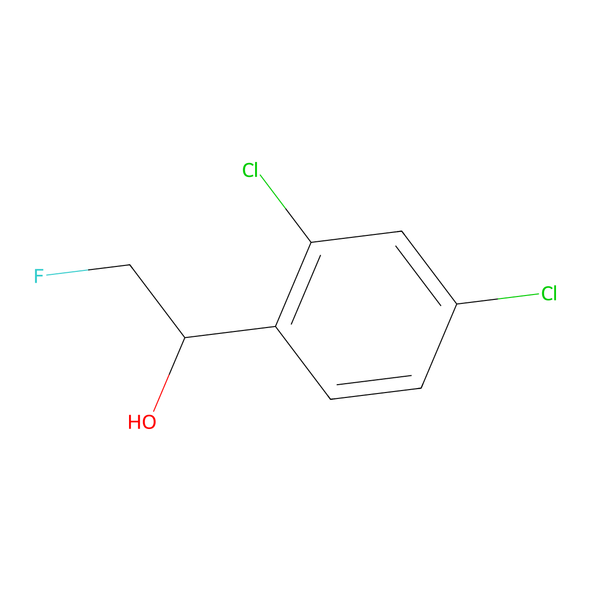 1-(2,4-Dichlorophenyl)-2-fluoroethan-1-ol molecular structure, CAS 2228472-59-9