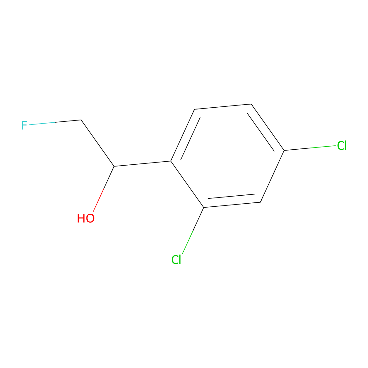 1-(2,4-Dichlorophenyl)-2-fluoroethan-1-ol molecular structure, CAS 2228472-59-9