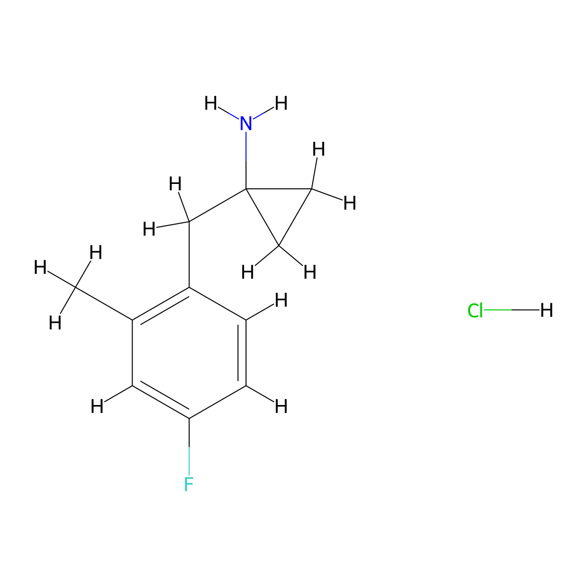 1-[(4-Fluoro-2-methylphenyl)methyl]cyclopropan-1-amine hydrochloride molecular structure, CAS 2228472-82-8