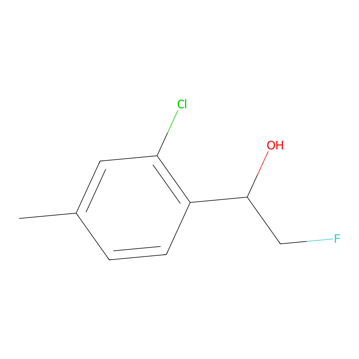 1-(2-Chloro-4-methylphenyl)-2-fluoroethan-1-ol molecular structure, CAS 2228476-67-1