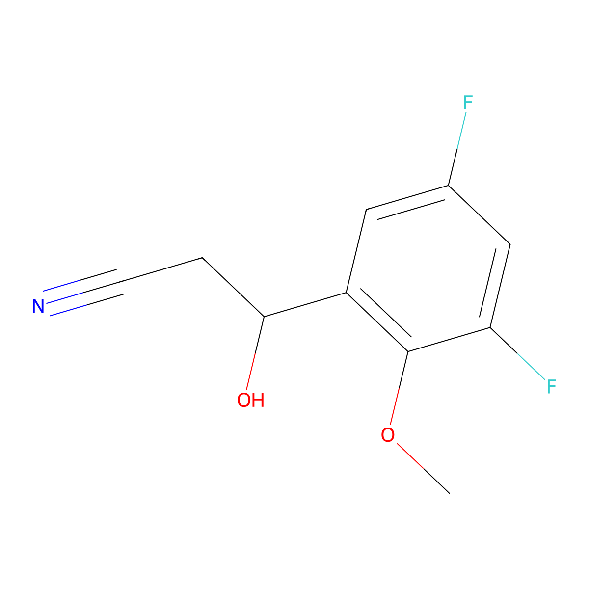 3-(3,5-Difluoro-2-methoxyphenyl)-3-hydroxypropanenitrile molecular structure, CAS 2228478-11-1