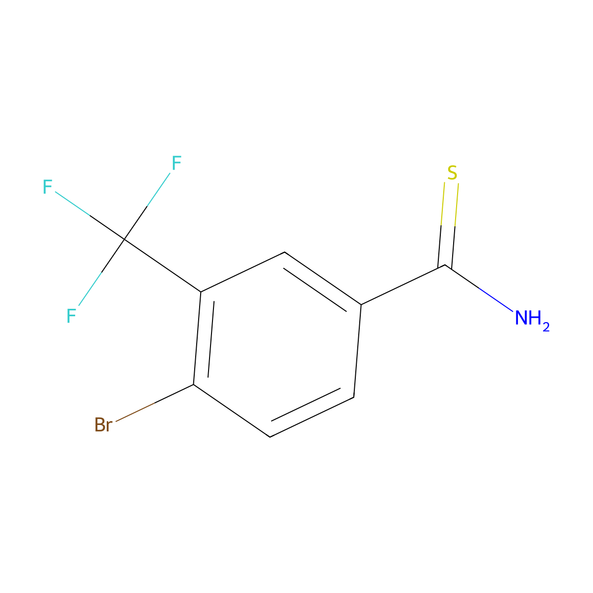 4-Bromo-3-(trifluoromethyl)benzene-1-carbothioamide molecular structure, CAS 2228479-75-0