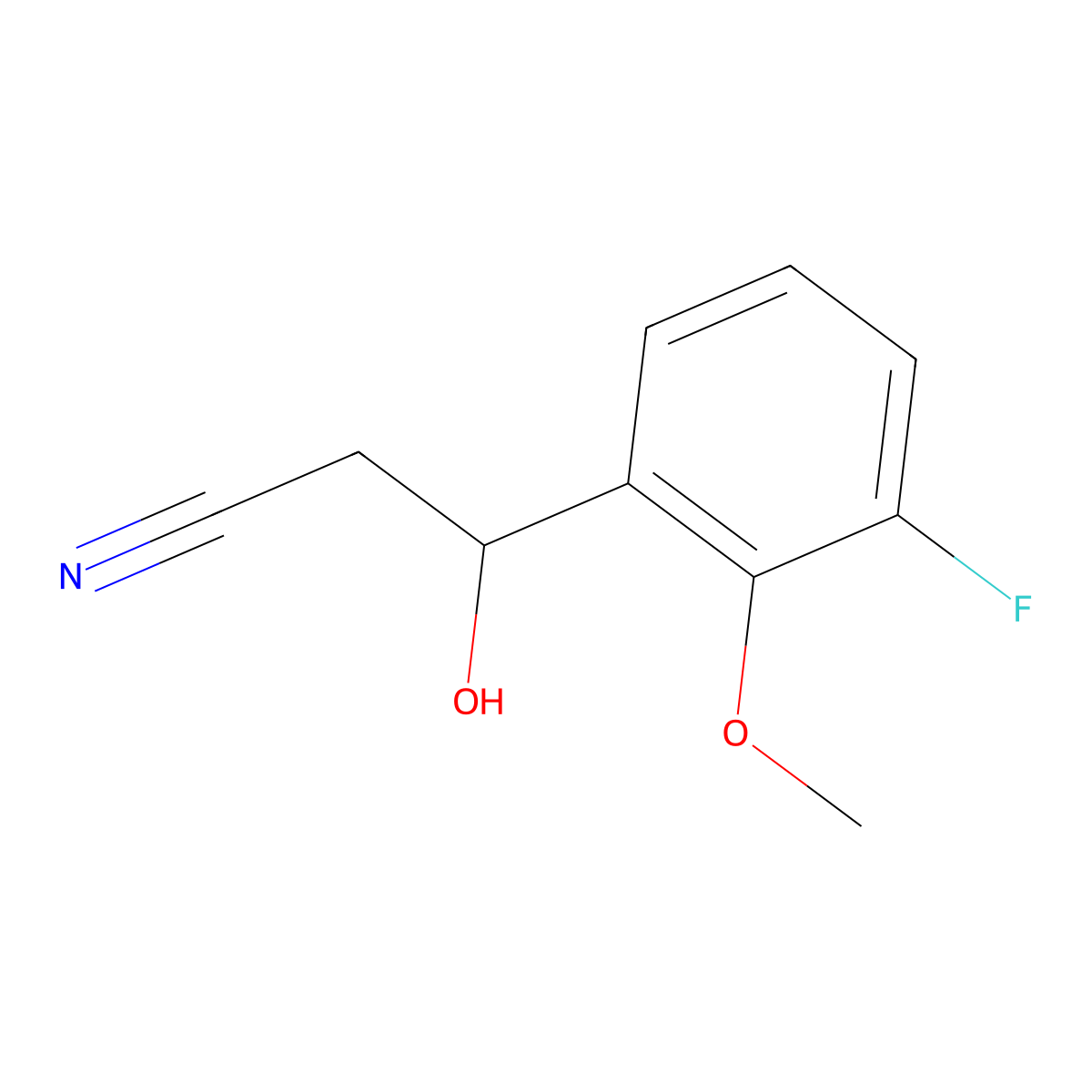 3-(3-Fluoro-2-methoxyphenyl)-3-hydroxypropanenitrile molecular structure, CAS 2228480-87-1
