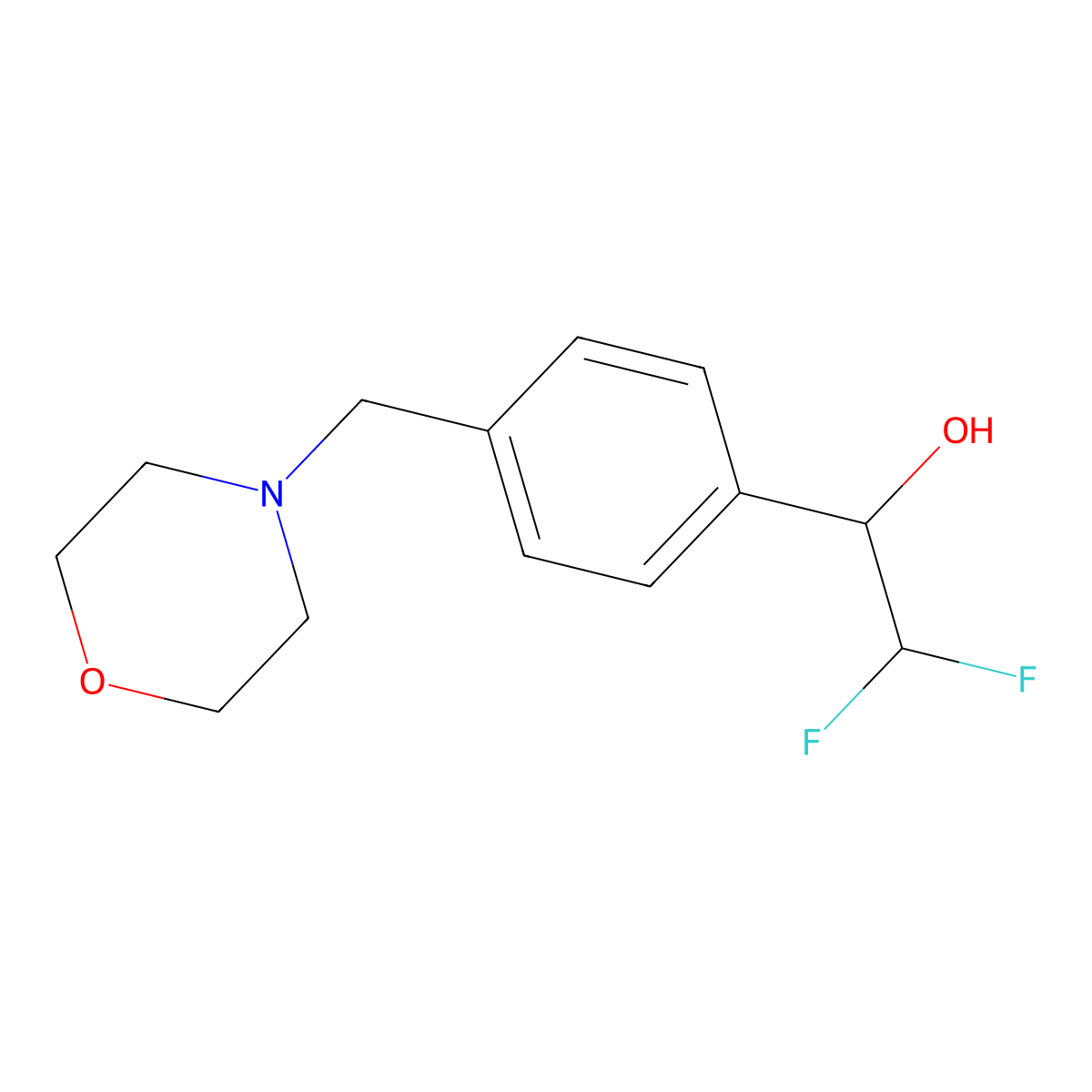 2,2-Difluoro-1-{4-[(morpholin-4-yl)methyl]phenyl}ethan-1-ol molecular structure, CAS 2228481-38-5