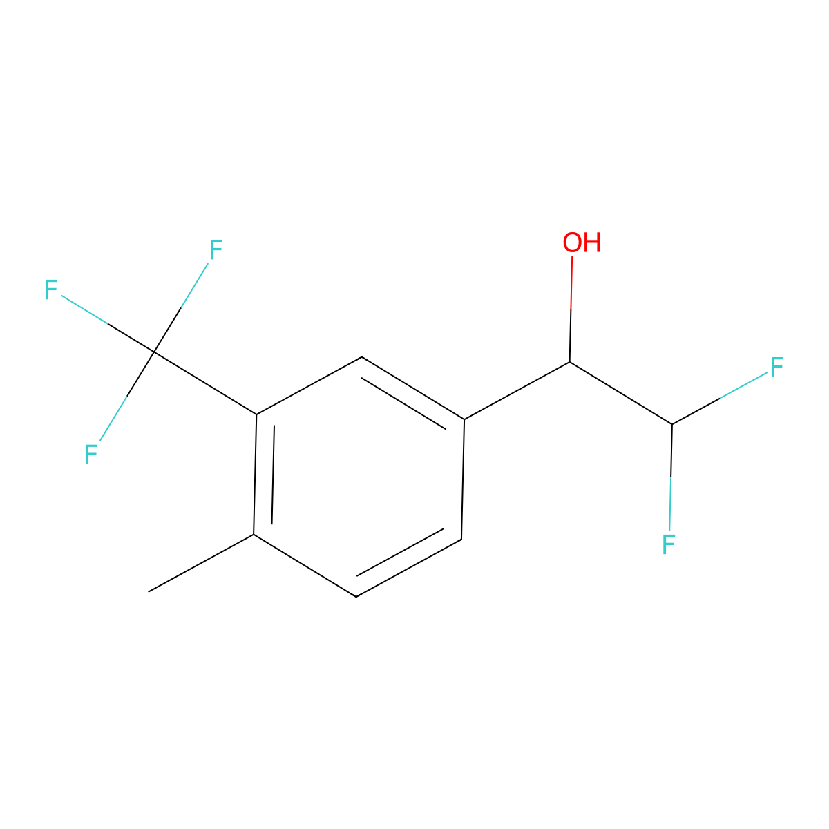 2,2-Difluoro-1-[4-methyl-3-(trifluoromethyl)phenyl]ethan-1-ol molecular structure, CAS 2228483-51-8