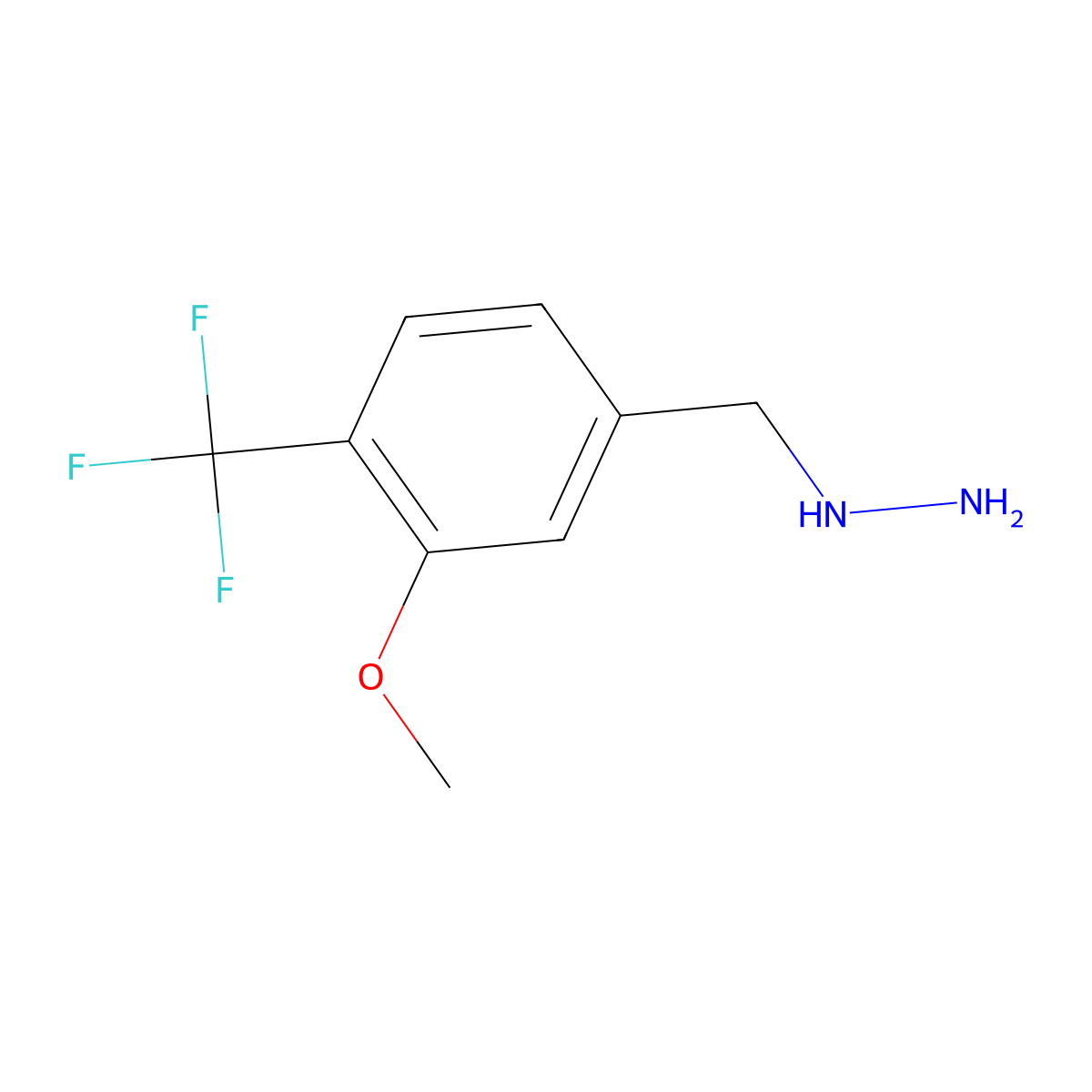 {[3-Methoxy-4-(trifluoromethyl)phenyl]methyl}hydrazine molecular structure, CAS 2228486-23-3