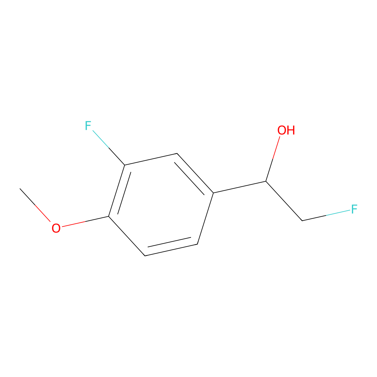 2-Fluoro-1-(3-fluoro-4-methoxyphenyl)ethan-1-ol molecular structure, CAS 2228487-66-7