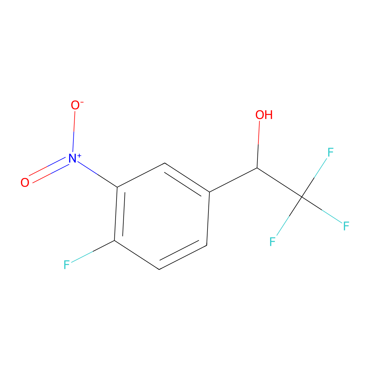 2,2,2-Trifluoro-1-(4-fluoro-3-nitrophenyl)ethan-1-ol molecular structure, CAS 2228488-23-9