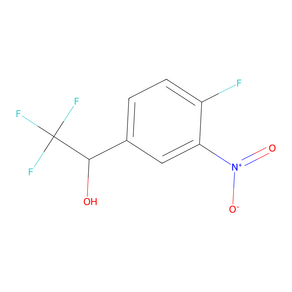 2,2,2-Trifluoro-1-(4-fluoro-3-nitrophenyl)ethan-1-ol molecular structure, CAS 2228488-23-9