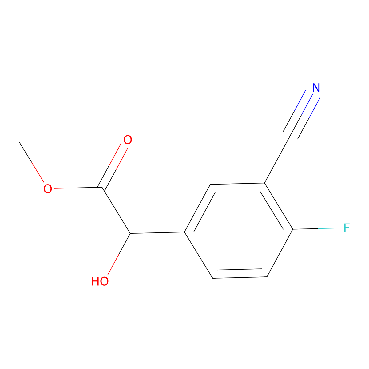 Methyl 2-(3-cyano-4-fluorophenyl)-2-hydroxyacetate molecular structure, CAS 2228488-77-3