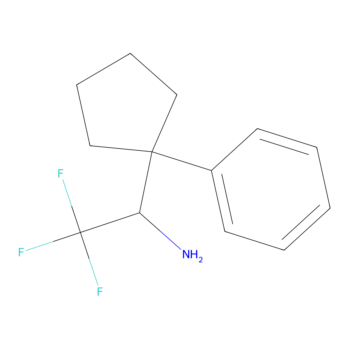 2,2,2-Trifluoro-1-(1-phenylcyclopentyl)ethan-1-amine molecular structure, CAS 2228494-54-8
