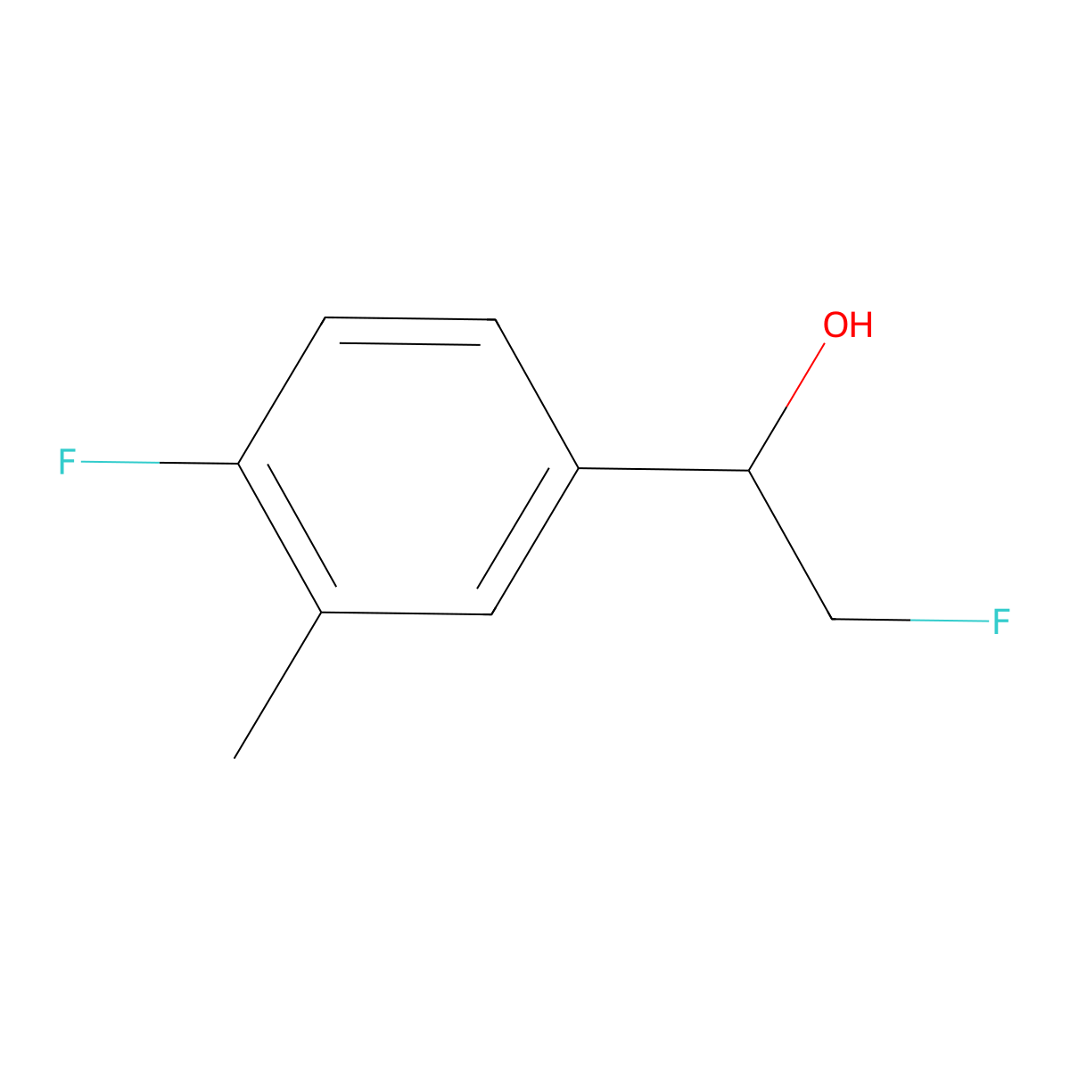 2-Fluoro-1-(4-fluoro-3-methylphenyl)ethan-1-ol molecular structure, CAS 2228494-99-1