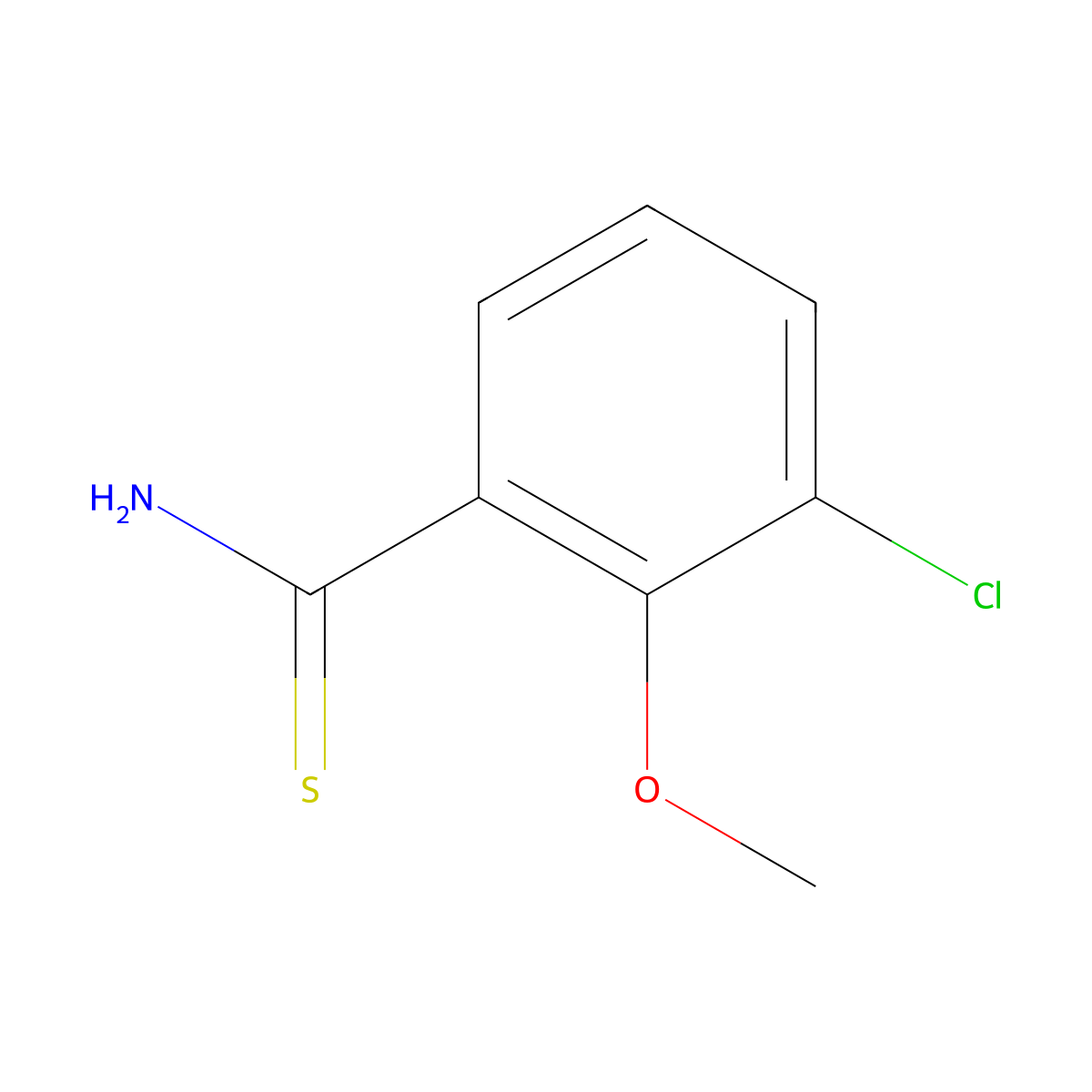 3-Chloro-2-methoxybenzene-1-carbothioamide molecular structure, CAS 2228495-29-0