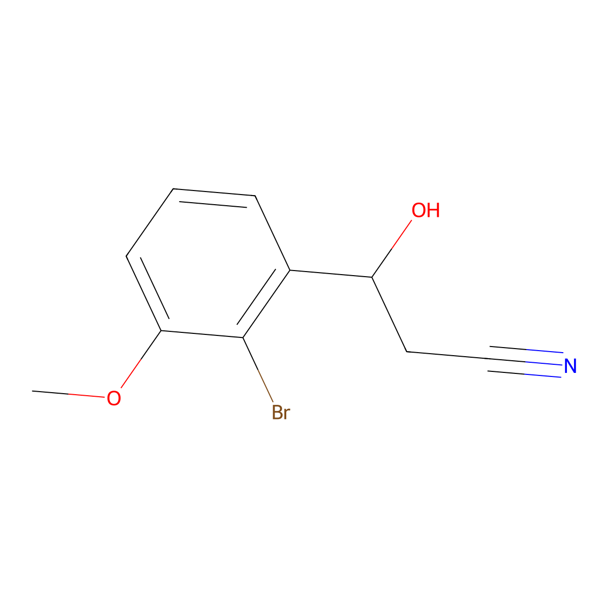 3-(2-Bromo-3-methoxyphenyl)-3-hydroxypropanenitrile molecular structure, CAS 2228497-76-3
