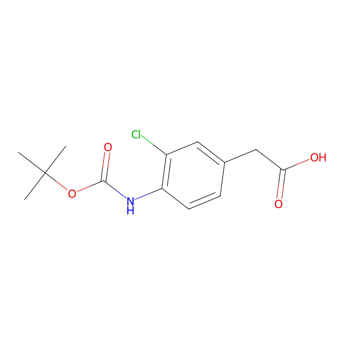 2-(4-{[(Tert-butoxy)carbonyl]amino}-3-chlorophenyl)acetic acid molecular structure, CAS 2228498-71-1