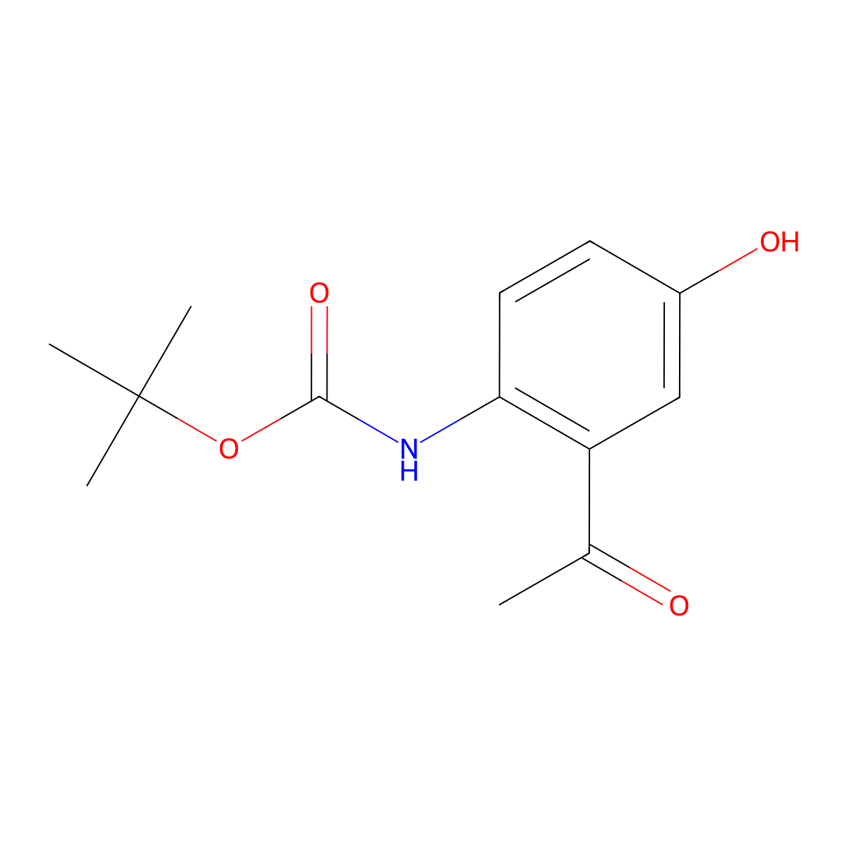 tert-butyl N-(2-acetyl-4-hydroxyphenyl)carbamate molecular structure, CAS 2228502-00-7