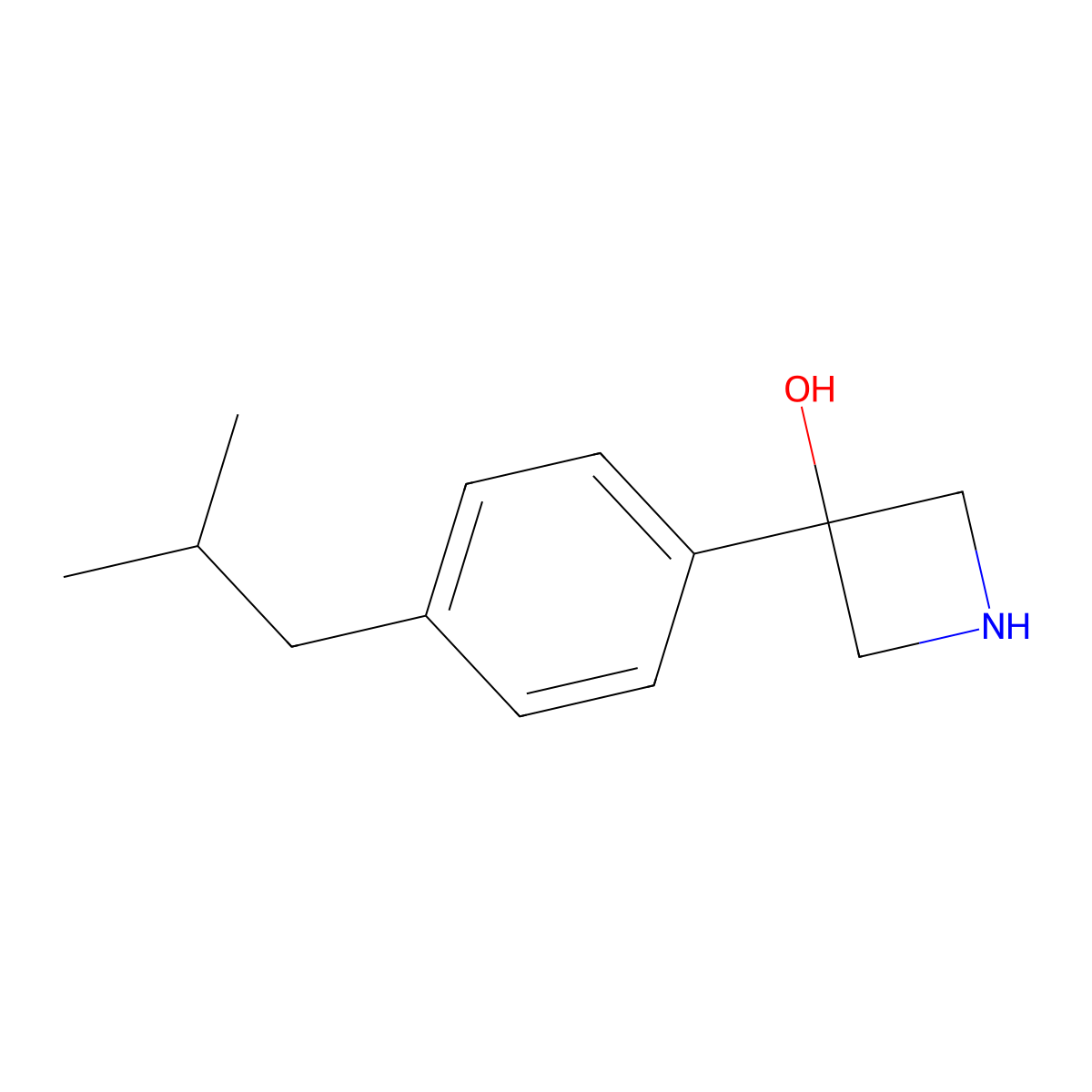 3-[4-(2-Methylpropyl)phenyl]azetidin-3-ol molecular structure, CAS 2228504-50-3