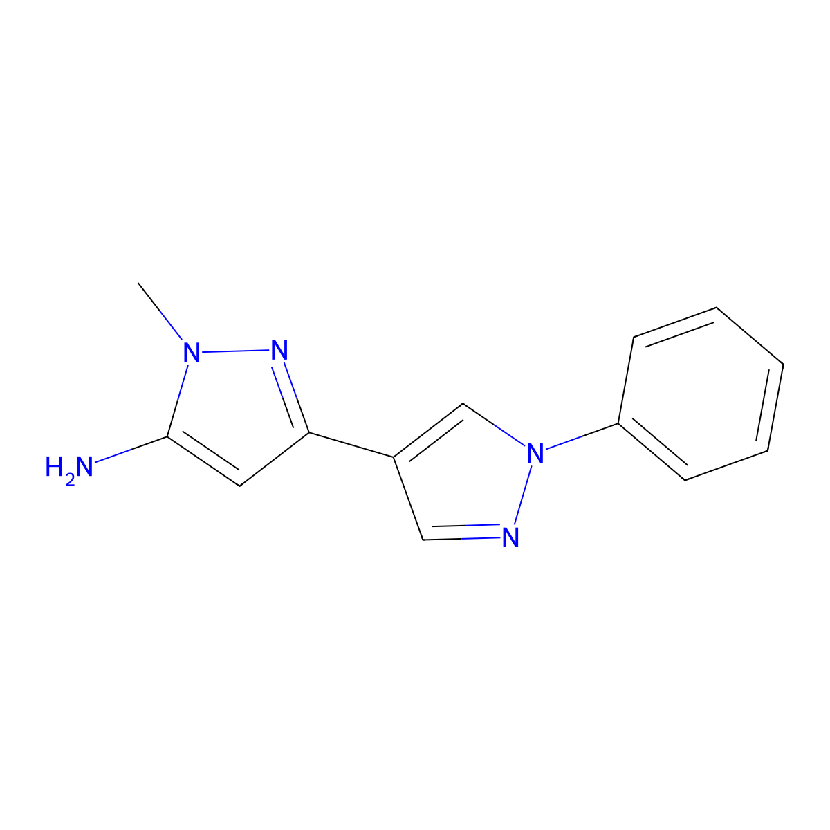 1-methyl-3-(1-phenyl-1H-pyrazol-4-yl)-1H-pyrazol-5-amine molecular structure, CAS 2228505-87-9