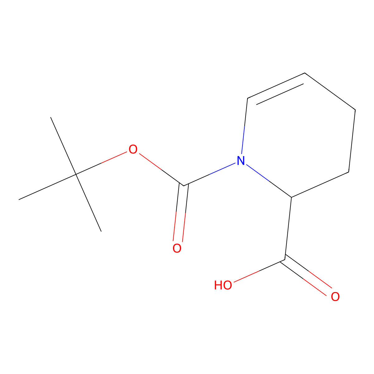 (S)-1-(tert-Butoxycarbonyl)-1,2,3,4-tetrahydropyridine-2-carboxylic acid molecular structure, CAS 222851-92-5