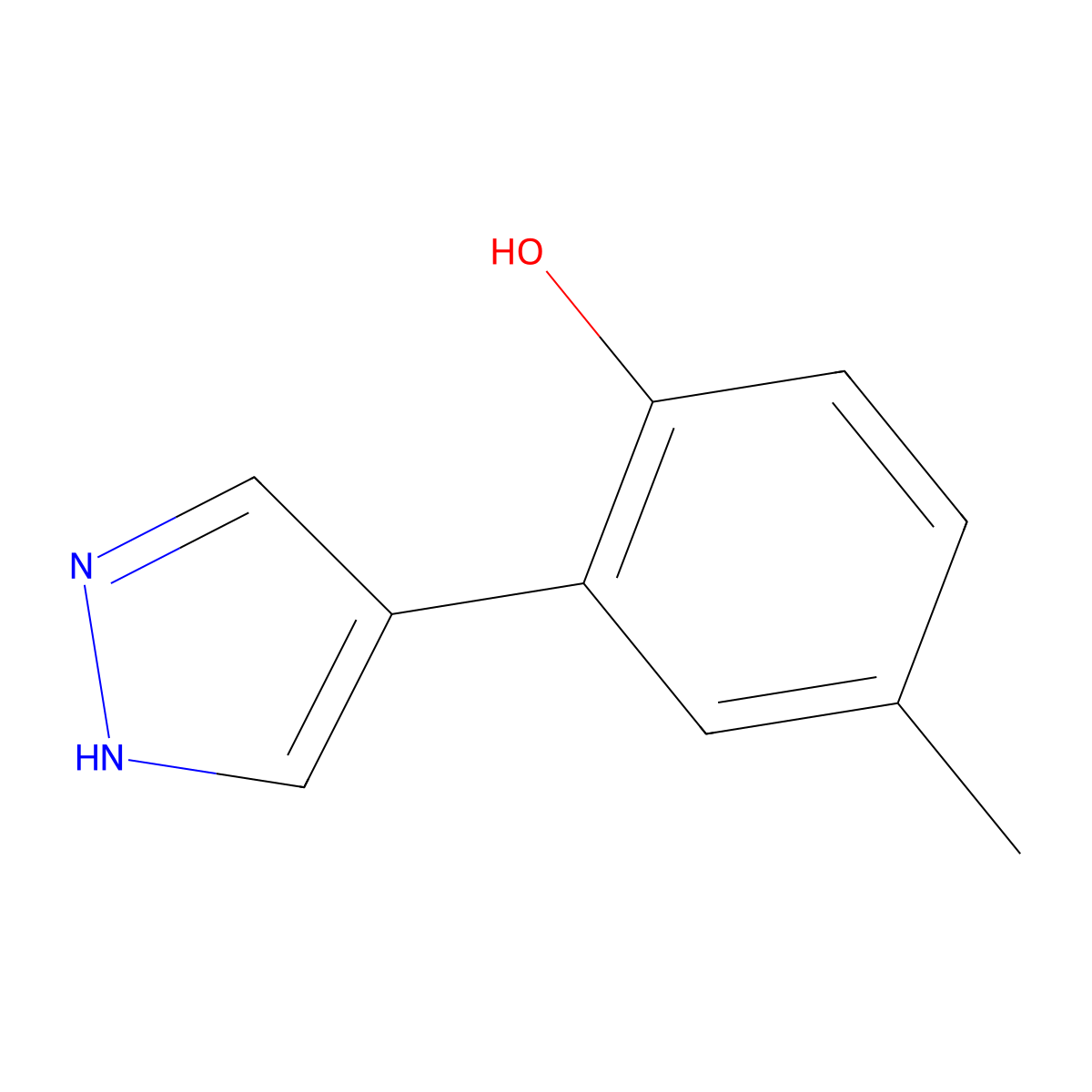 4-methyl-2-(1H-pyrazol-4-yl)phenol molecular structure, CAS 2228511-42-8