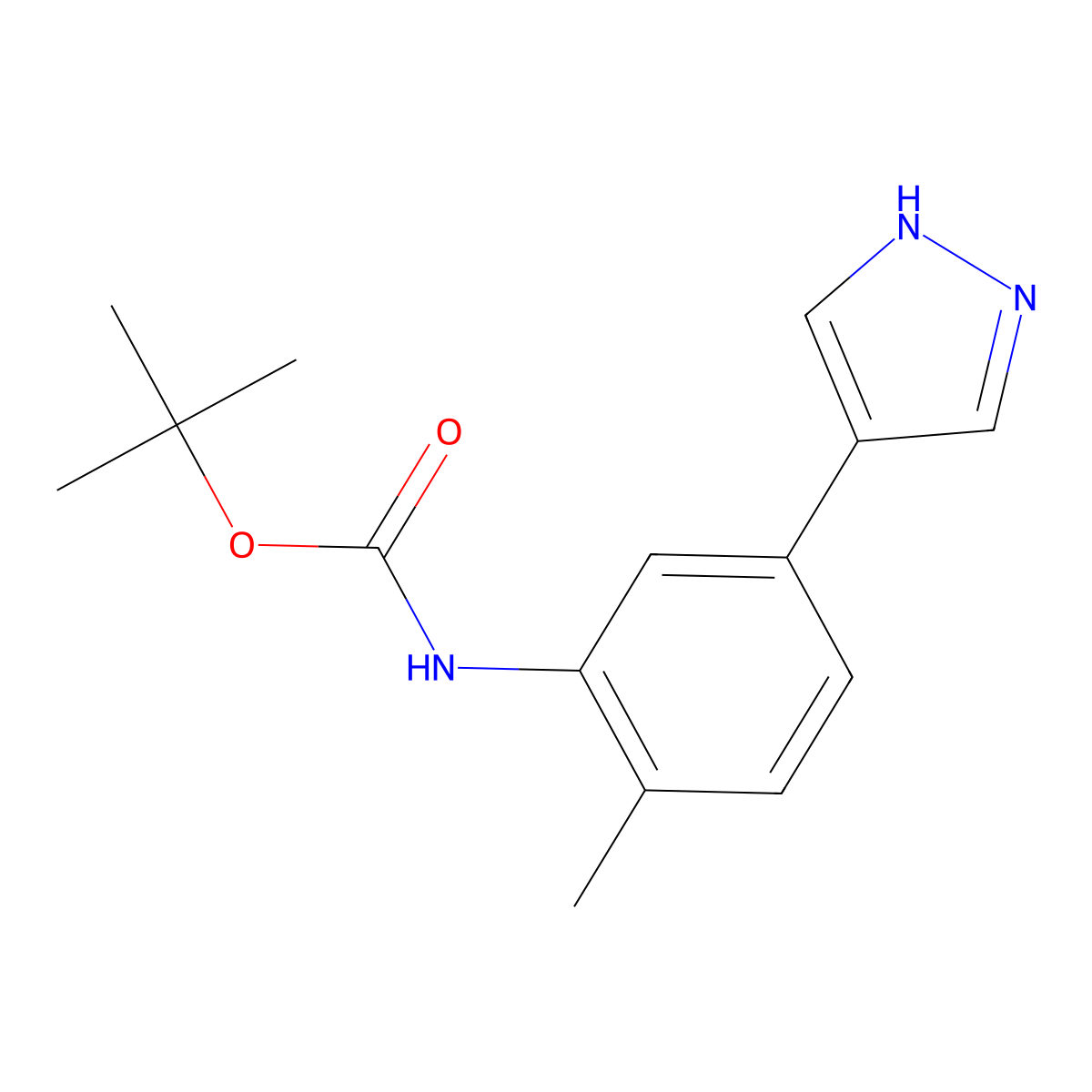 tert-butyl N-[2-methyl-5-(1H-pyrazol-4-yl)phenyl]carbamate molecular structure, CAS 2228511-50-8