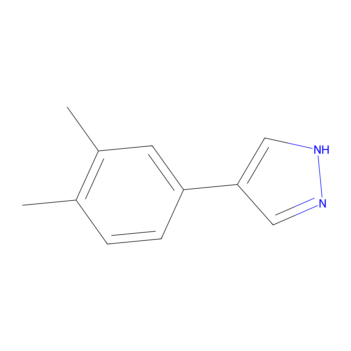 4-(3,4-dimethylphenyl)-1H-pyrazole molecular structure, CAS 2228511-73-5