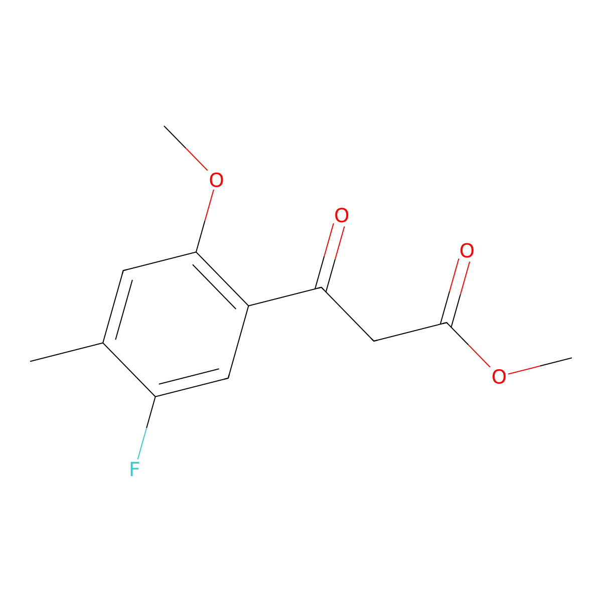 Methyl 3-(5-fluoro-2-methoxy-4-methylphenyl)-3-oxopropanoate molecular structure, CAS 2228512-95-4