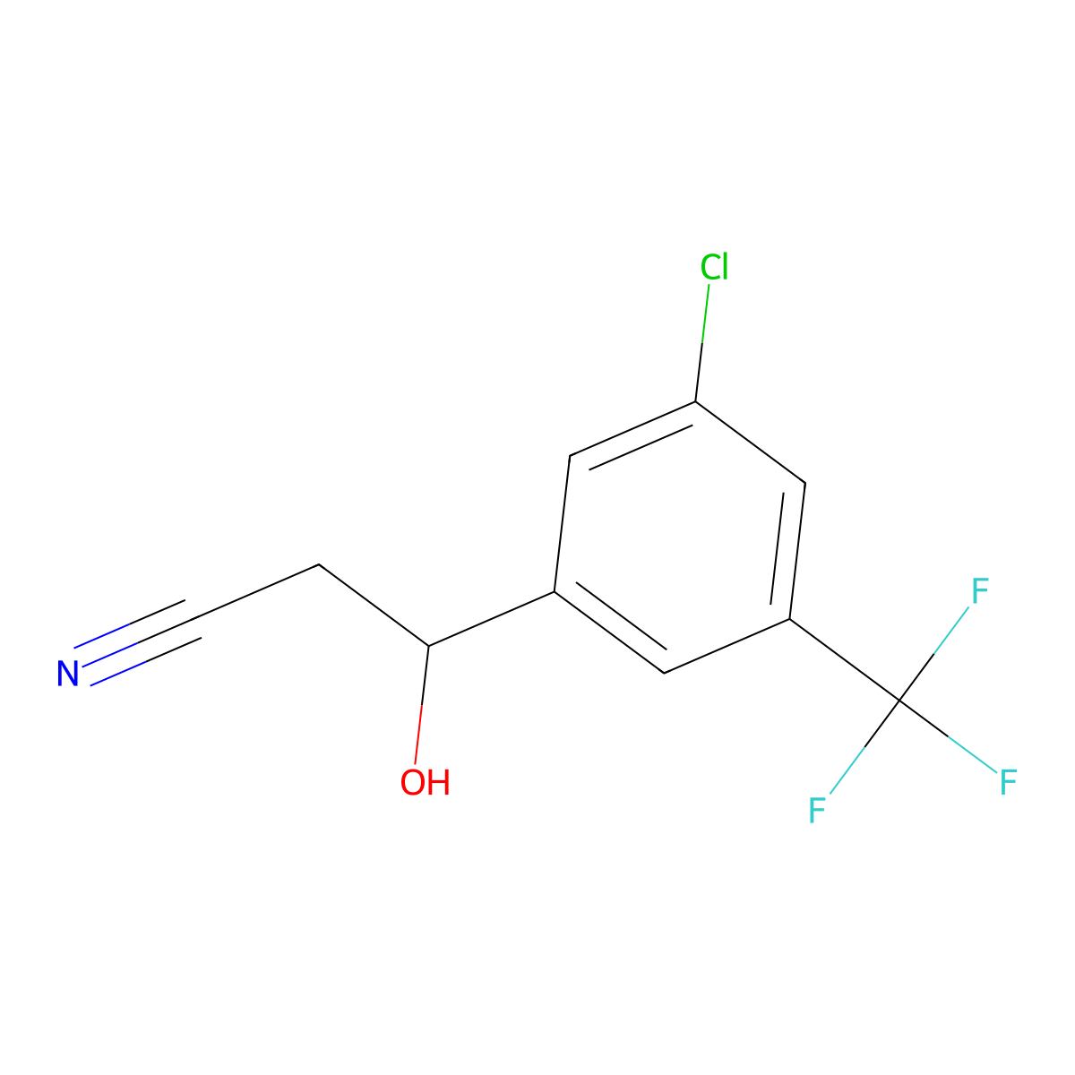 3-[3-Chloro-5-(trifluoromethyl)phenyl]-3-hydroxypropanenitrile molecular structure, CAS 2228514-54-1