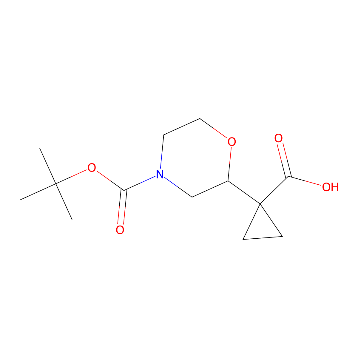 1-{4-[(Tert-butoxy)carbonyl]morpholin-2-yl}cyclopropane-1-carboxylic acid molecular structure, CAS 2228515-07-7