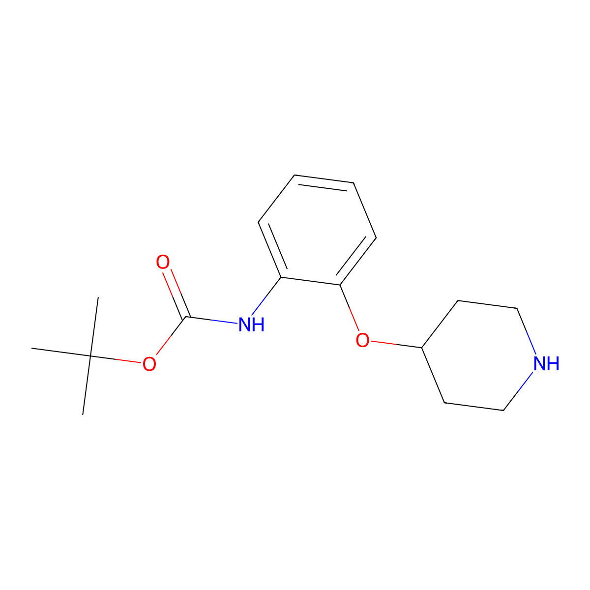 tert-butyl N-[2-(piperidin-4-yloxy)phenyl]carbamate molecular structure, CAS 2228515-26-0