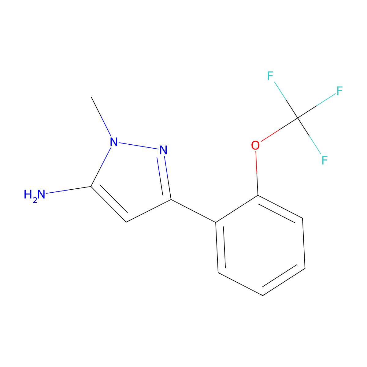 1-methyl-3-[2-(trifluoromethoxy)phenyl]-1H-pyrazol-5-amine molecular structure, CAS 2228515-30-6