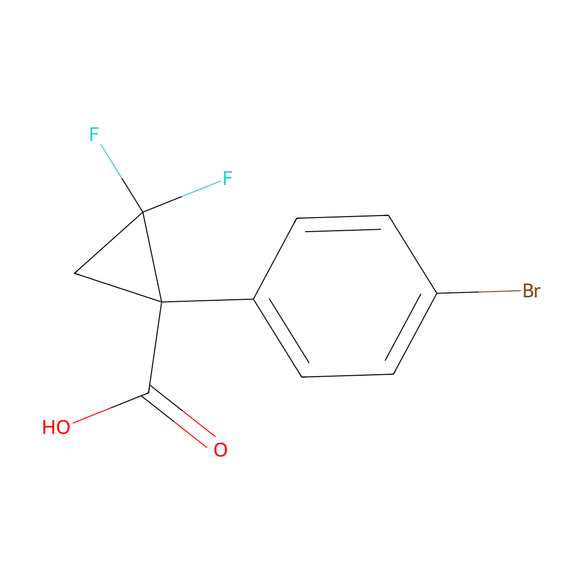 1-(4-Bromophenyl)-2,2-difluorocyclopropane-1-carboxylic acid molecular structure, CAS 2228515-96-4