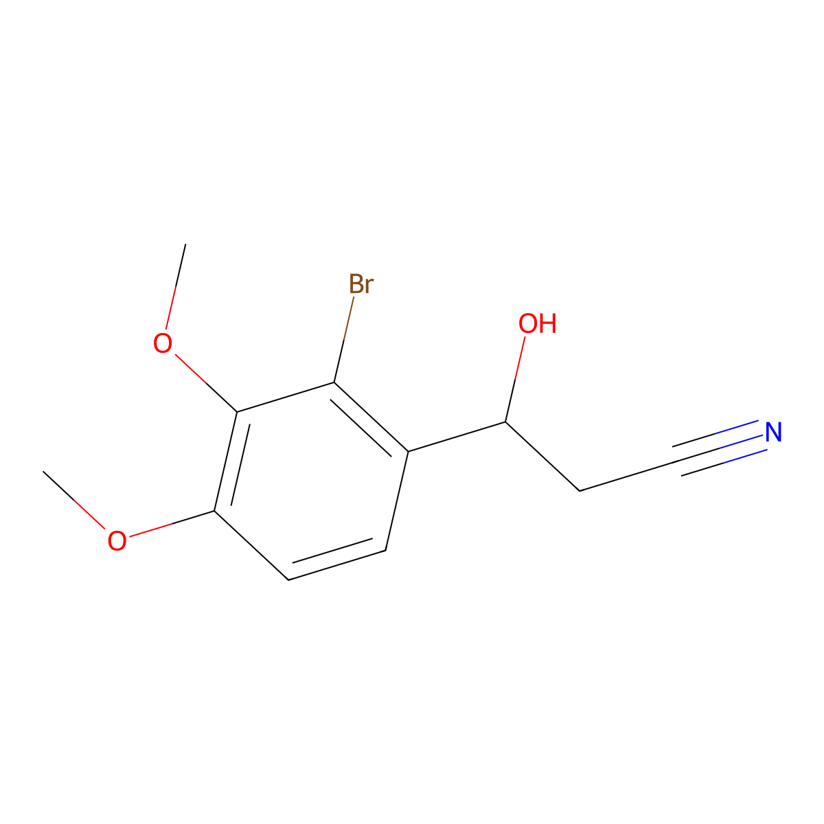 3-(2-Bromo-3,4-dimethoxyphenyl)-3-hydroxypropanenitrile molecular structure, CAS 2228516-21-8