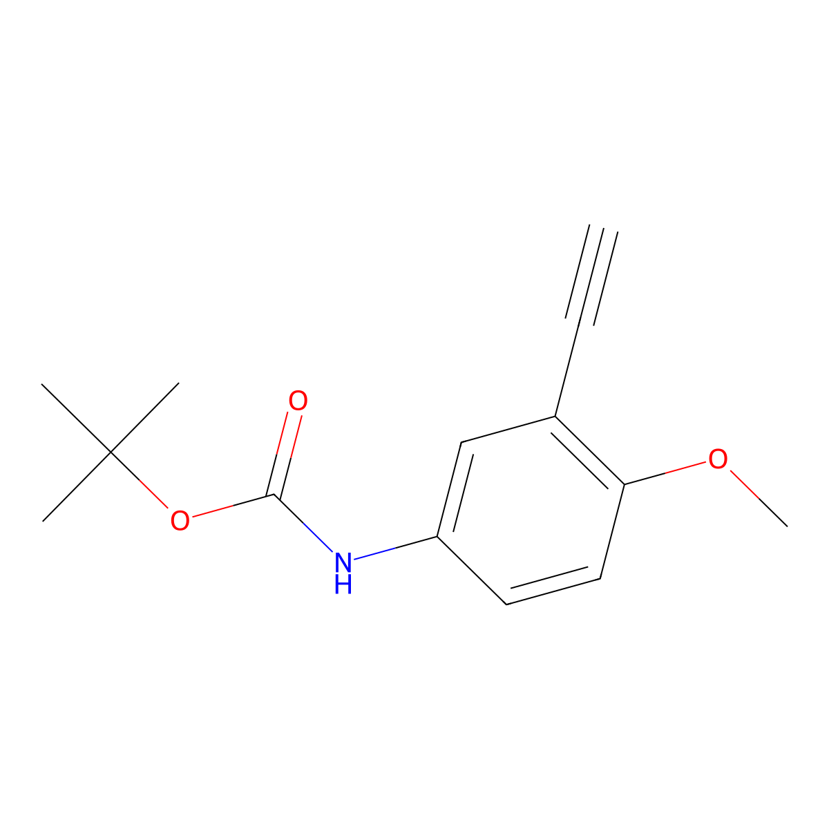 tert-butyl N-(3-ethynyl-4-methoxyphenyl)carbamate molecular structure, CAS 2228516-30-9