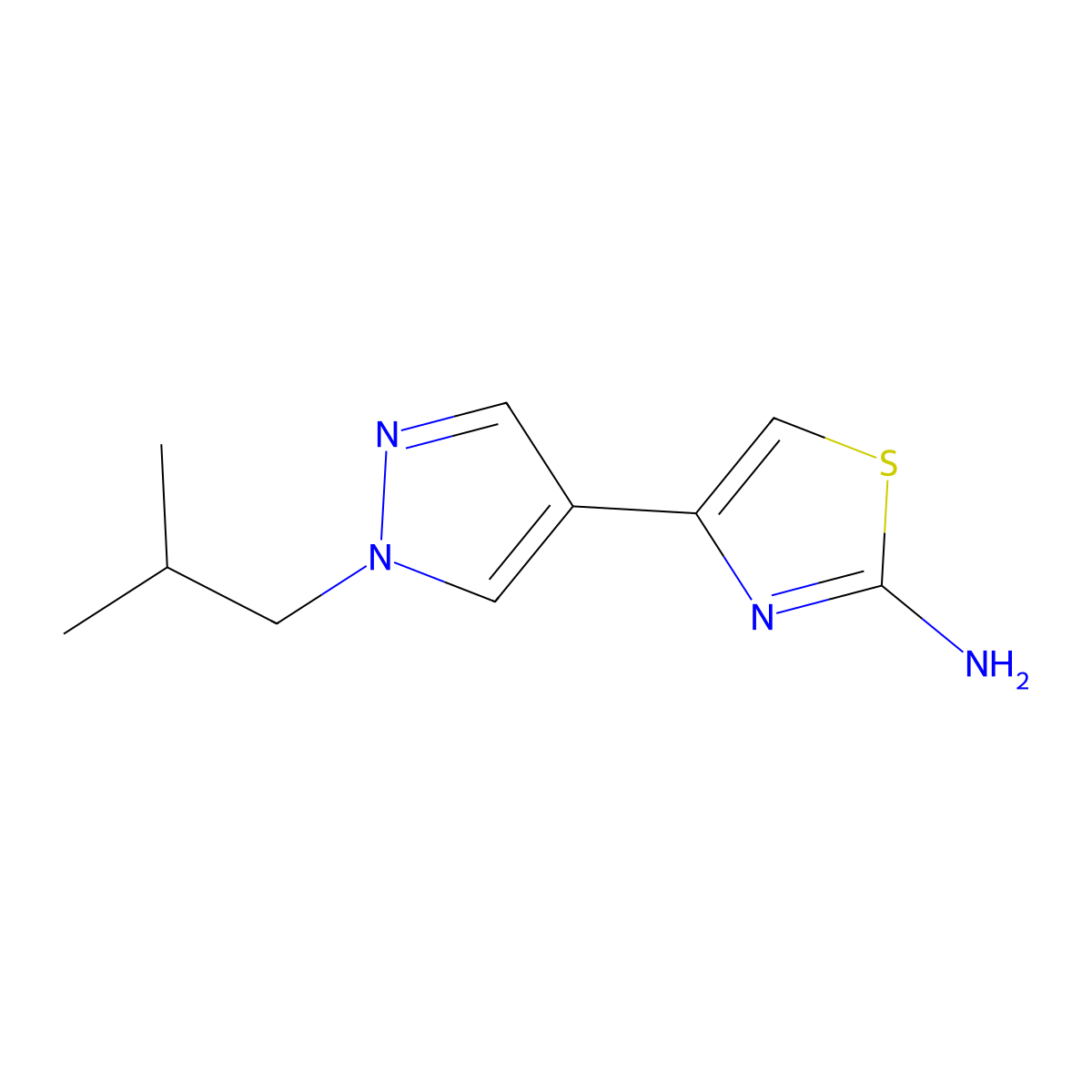 4-[1-(2-methylpropyl)-1H-pyrazol-4-yl]-1,3-thiazol-2-amine molecular structure, CAS 2228518-36-1