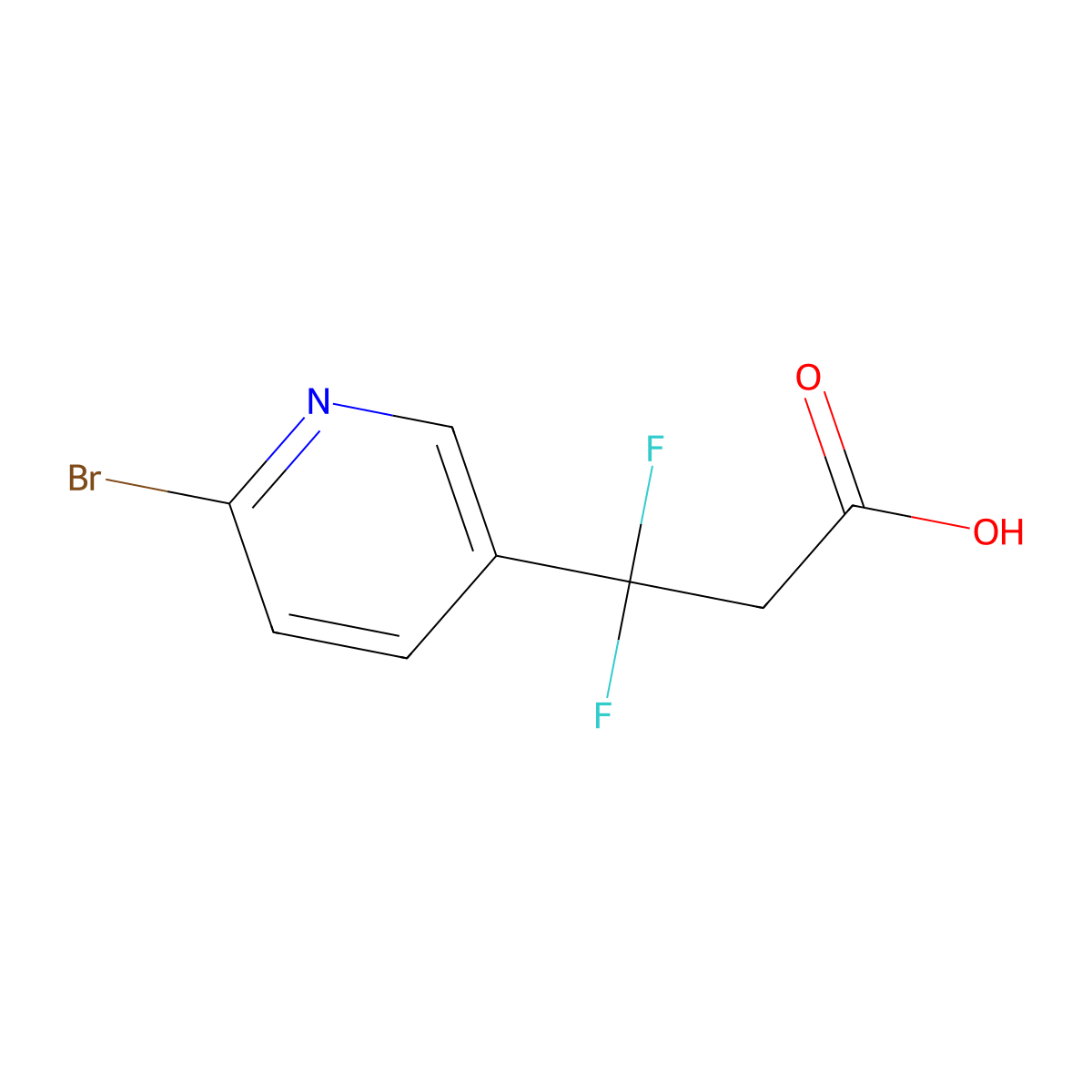 3-(6-Bromopyridin-3-yl)-3,3-difluoropropanoic acid molecular structure, CAS 2228519-35-3