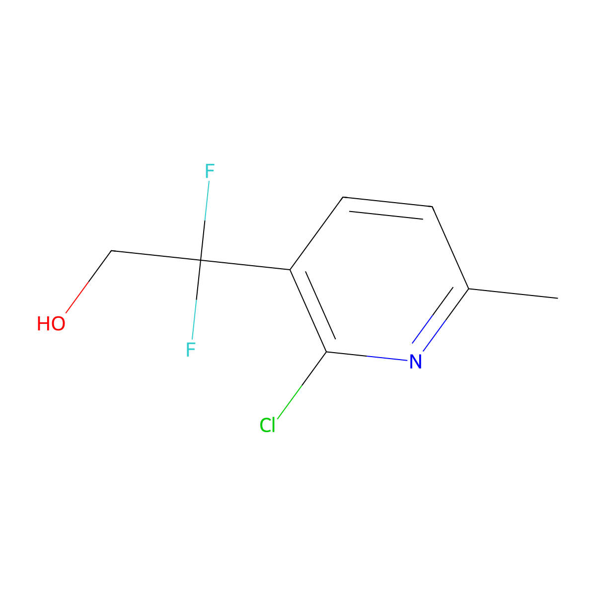 2-(2-Chloro-6-methylpyridin-3-yl)-2,2-difluoroethan-1-ol molecular structure, CAS 2228520-51-0