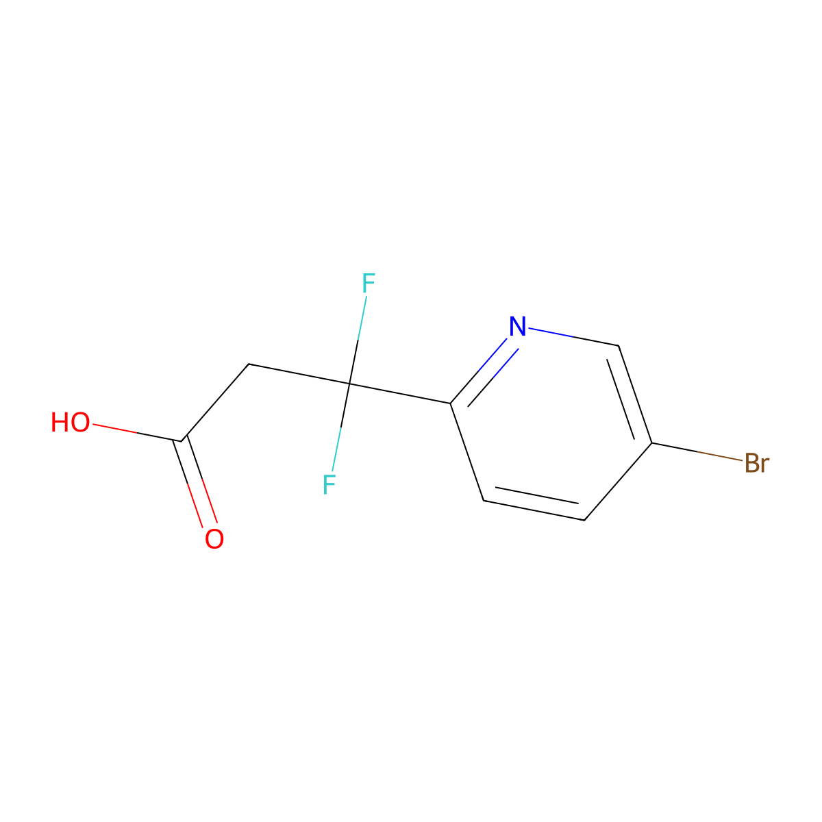 3-(5-Bromopyridin-2-yl)-3,3-difluoropropanoic acid molecular structure, CAS 2228523-83-7