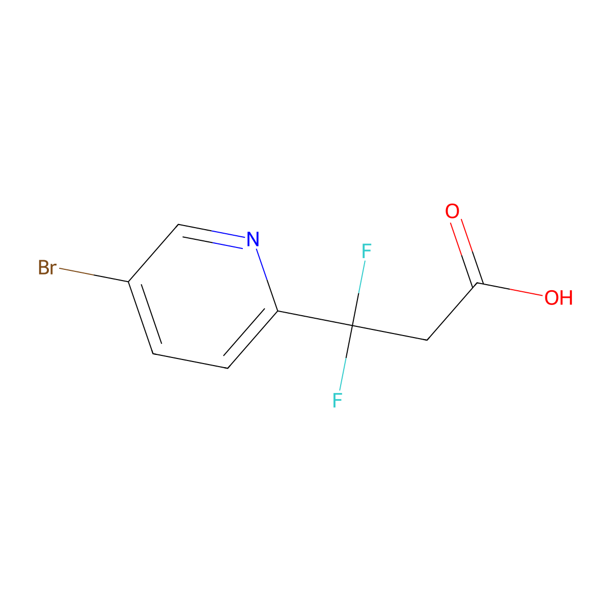 3-(5-Bromopyridin-2-yl)-3,3-difluoropropanoic acid molecular structure, CAS 2228523-83-7