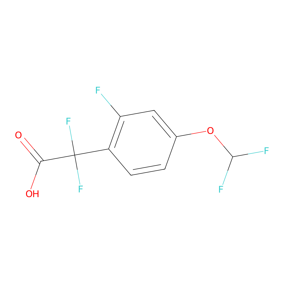 2-[4-(Difluoromethoxy)-2-fluorophenyl]-2,2-difluoroacetic acid molecular structure, CAS 2228524-40-9