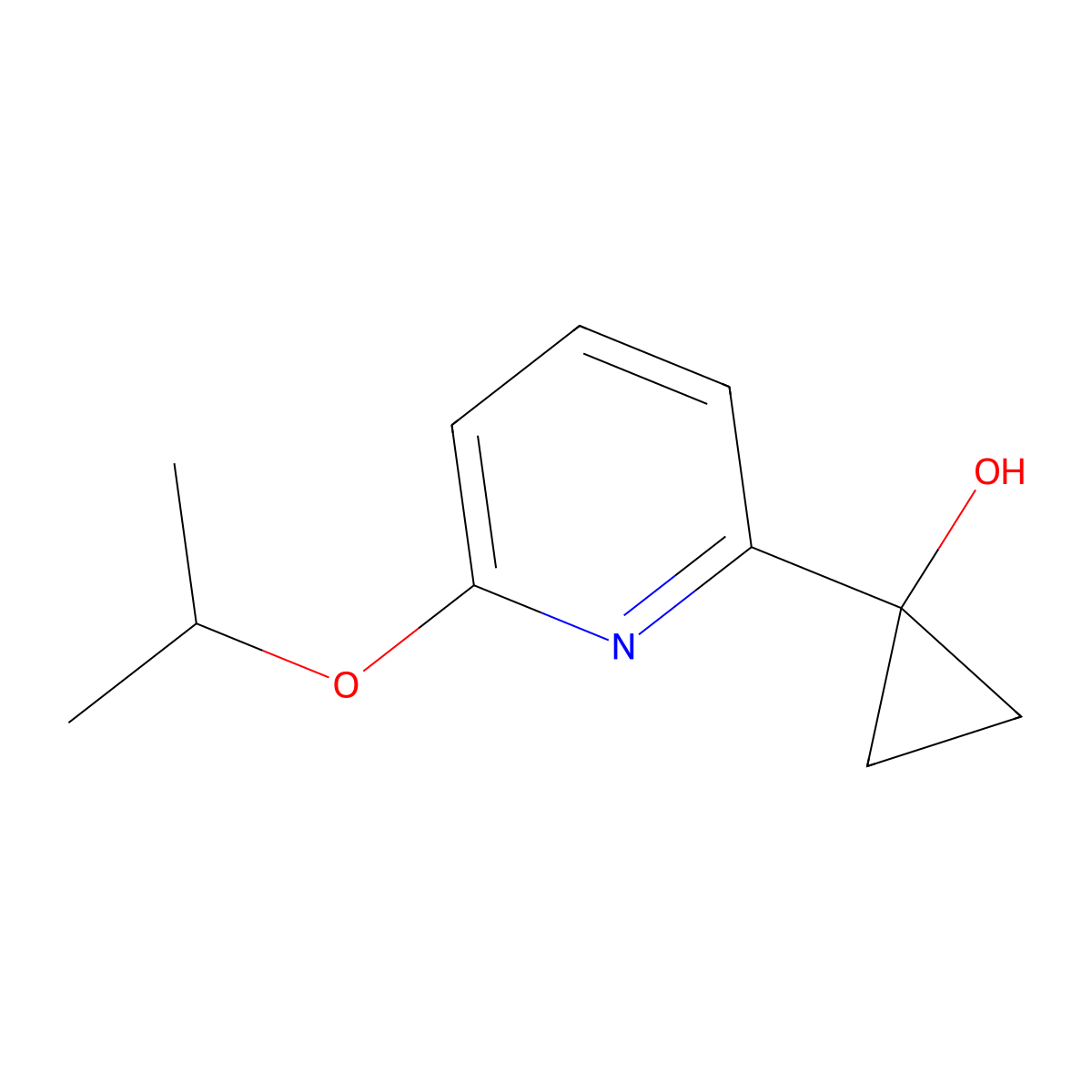 1-[6-(Propan-2-yloxy)pyridin-2-yl]cyclopropan-1-ol molecular structure, CAS 2228524-84-1