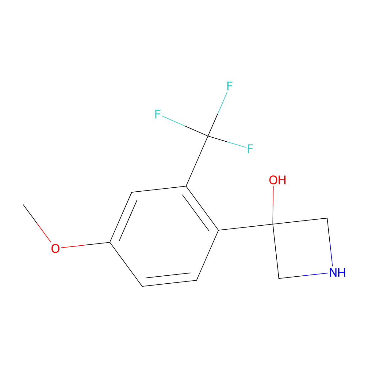 3-[4-Methoxy-2-(trifluoromethyl)phenyl]azetidin-3-ol molecular structure, CAS 2228527-30-6