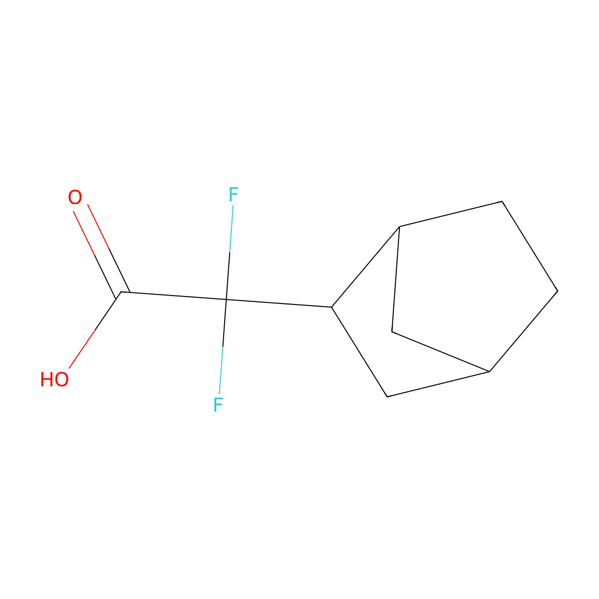 2-(Bicyclo(2.2.1)heptan-2-yl)-2,2-difluoroacetic acid molecular structure, CAS 2228531-27-7