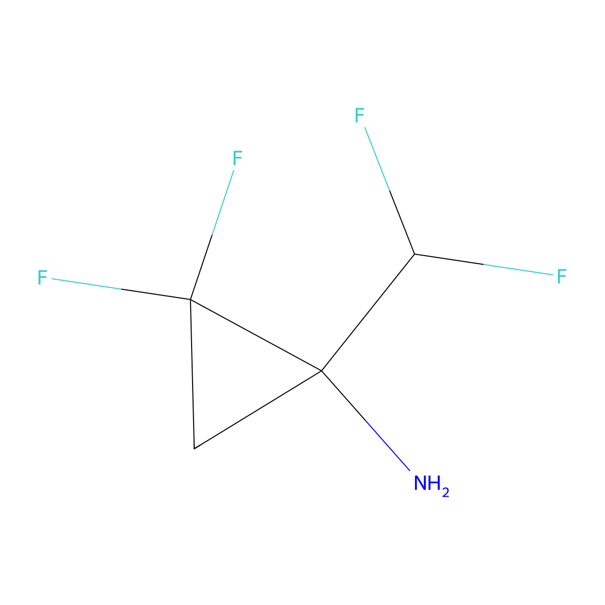 1-(Difluoromethyl)-2,2-difluorocyclopropan-1-amine molecular structure, CAS 2228532-47-4
