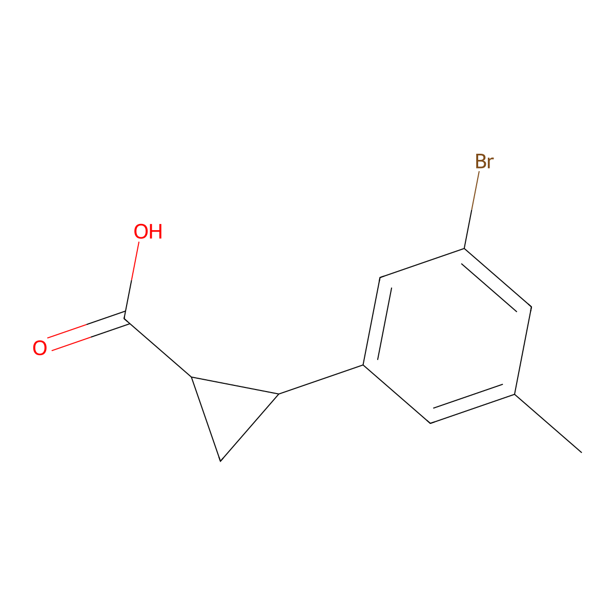 2-(3-Bromo-5-methylphenyl)cyclopropane-1-carboxylic acid molecular structure, CAS 2228533-40-0