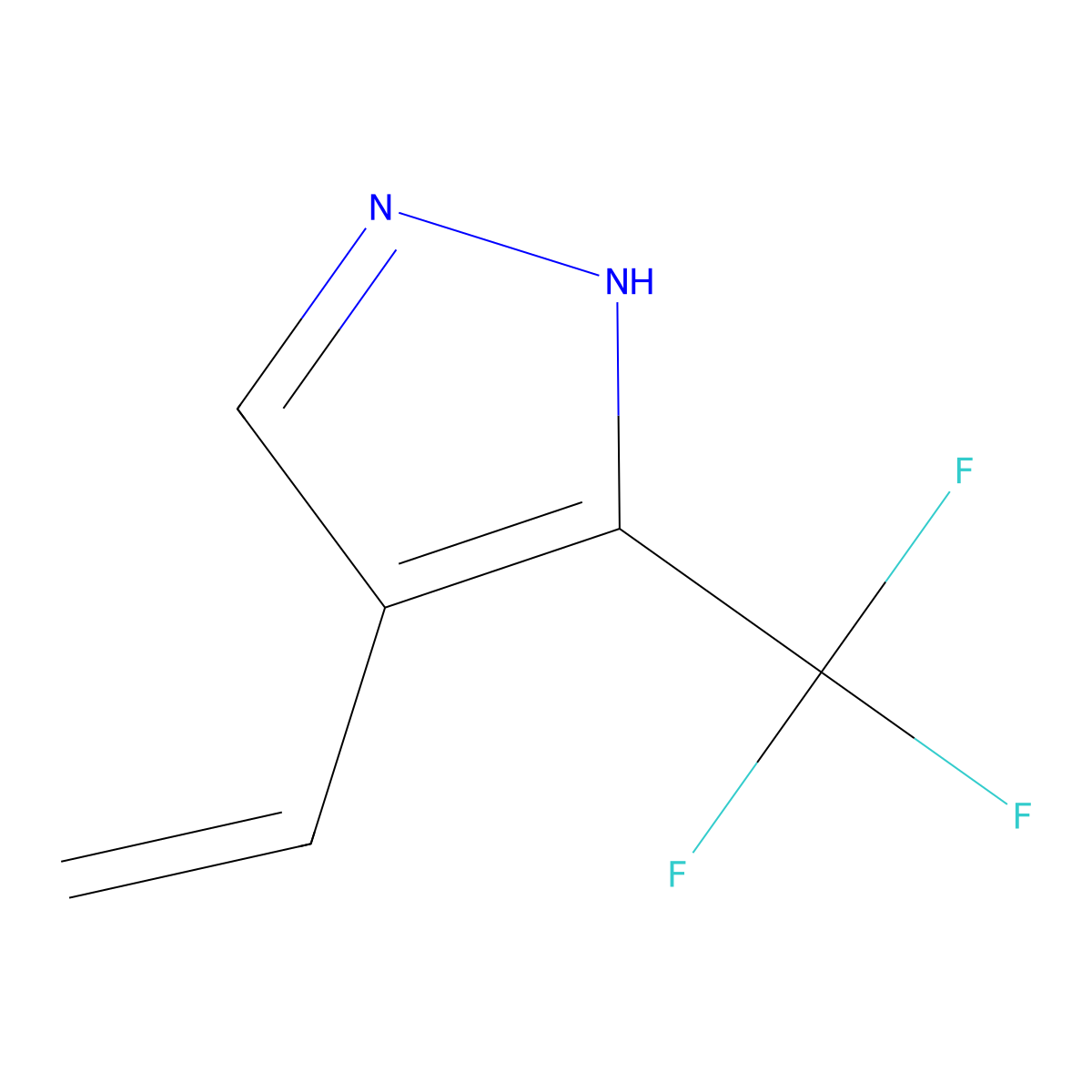4-ethenyl-3-(trifluoromethyl)-1H-pyrazole molecular structure, CAS 2228535-12-2