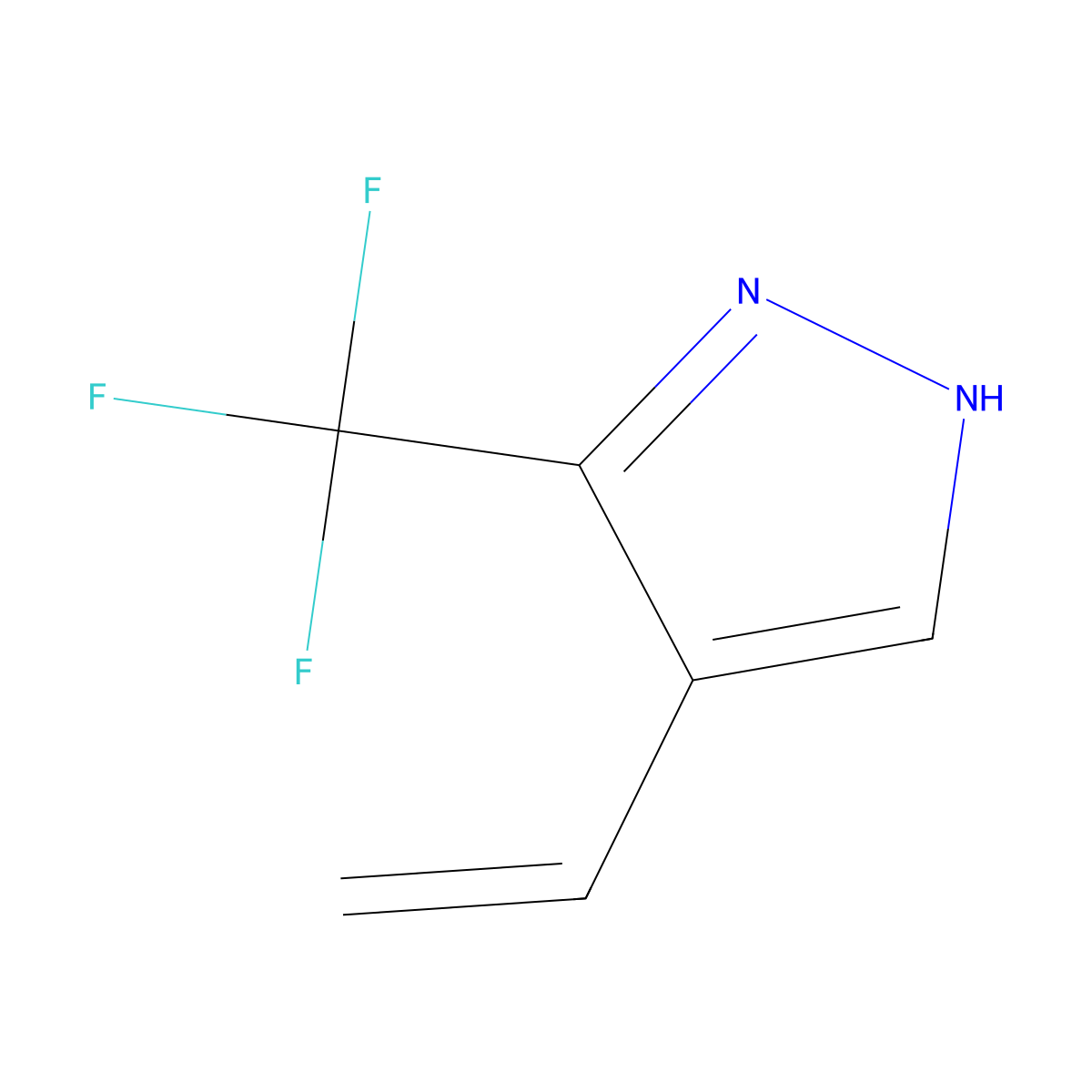 4-ethenyl-3-(trifluoromethyl)-1H-pyrazole molecular structure, CAS 2228535-12-2